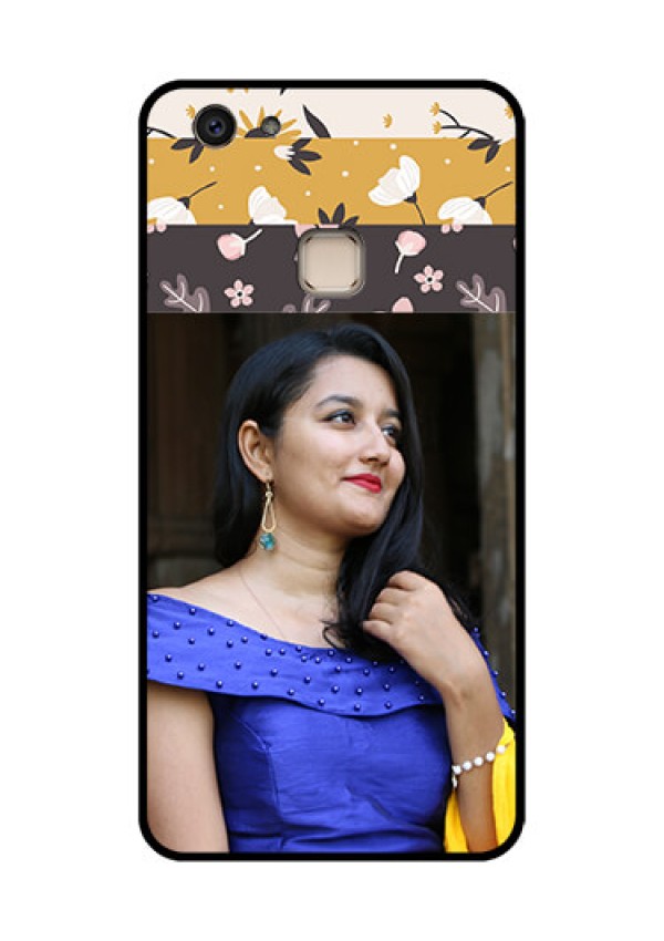 Vivo V7 Plus Custom Glass Phone Case - Stylish Floral Design