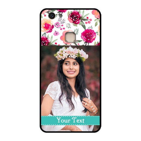 Vivo V7 Plus Custom Glass Phone Case - Water Colors Floral Design