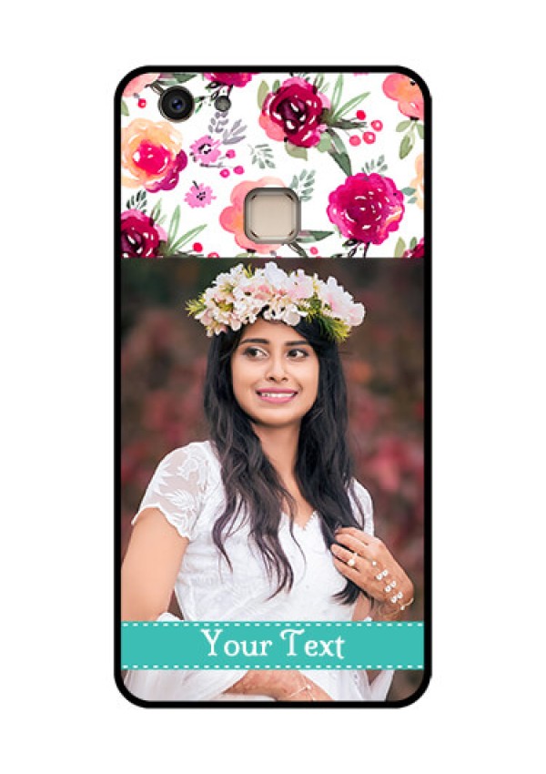 Vivo V7 Plus Custom Glass Phone Case - Water Colors Floral Design