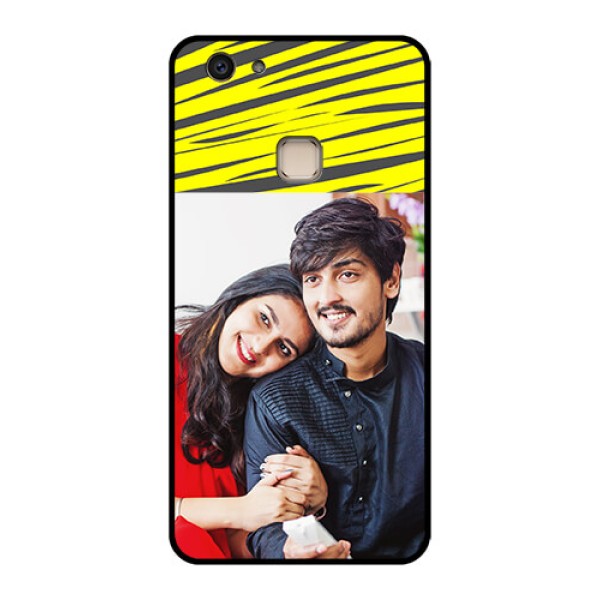 Vivo V7 Plus Custom Glass Phone Case - Yellow Abstract Design