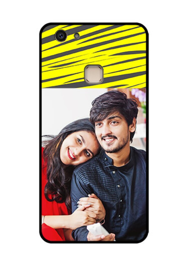Vivo V7 Plus Custom Glass Phone Case - Yellow Abstract Design