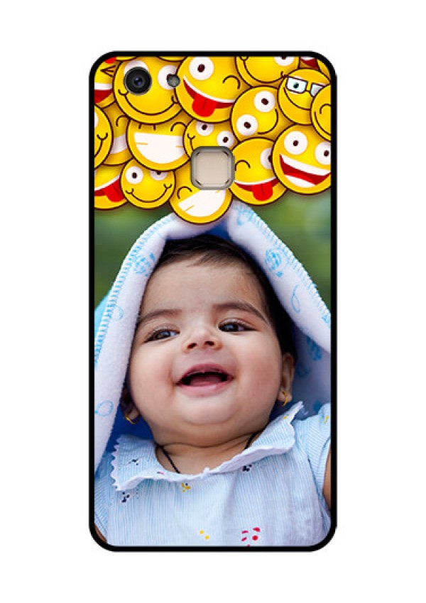 Vivo V7 Plus Custom Glass Phone Case - With Smiley Emoji Design