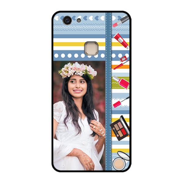 Vivo V7 Plus Custom Glass Phone Case - Makeup Icons Design