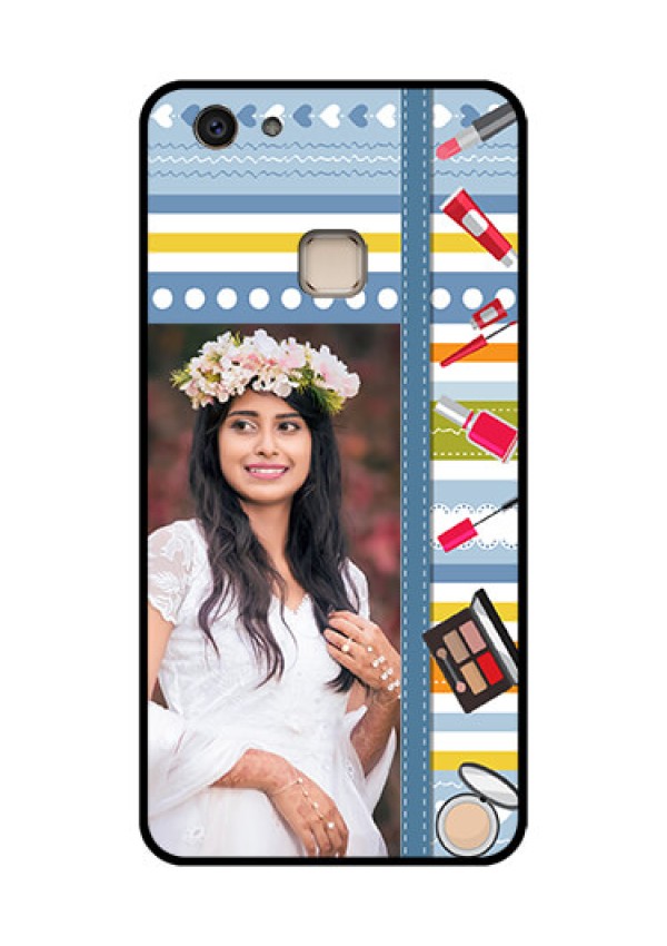 Vivo V7 Plus Custom Glass Phone Case - Makeup Icons Design