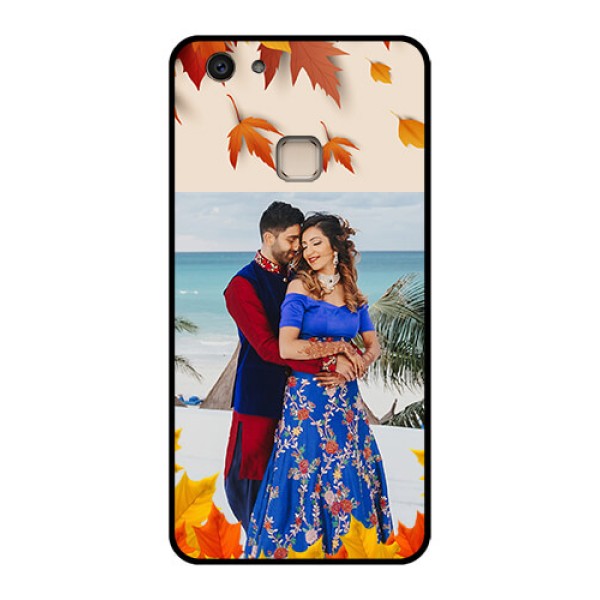 Vivo V7 Plus Custom Glass Phone Case - Autumn Maple Leaves Design