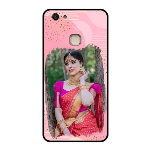 Vivo V7 Plus Custom Glass Phone Case - Gold Glitter Splash Design