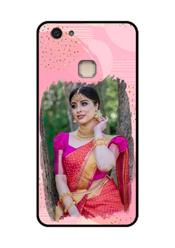 Vivo V7 Plus Custom Glass Phone Case - Gold Glitter Splash Design