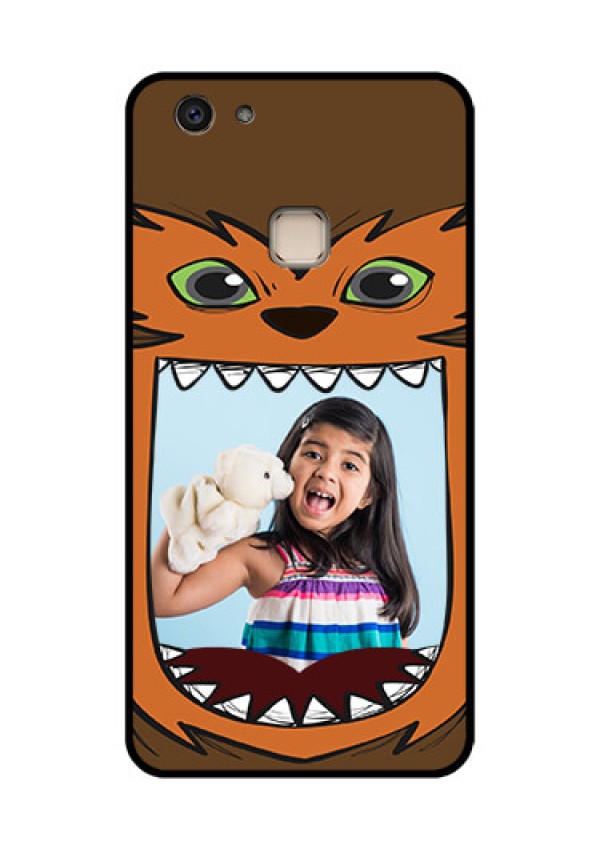 Vivo V7 Plus Custom Glass Phone Case - Owl Monster Back Case Design