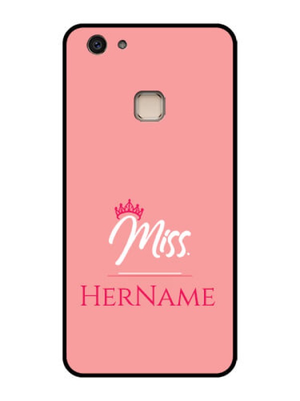 Custom Vivo V7 Plus Custom Glass Phone Case - Mrs With Name Design