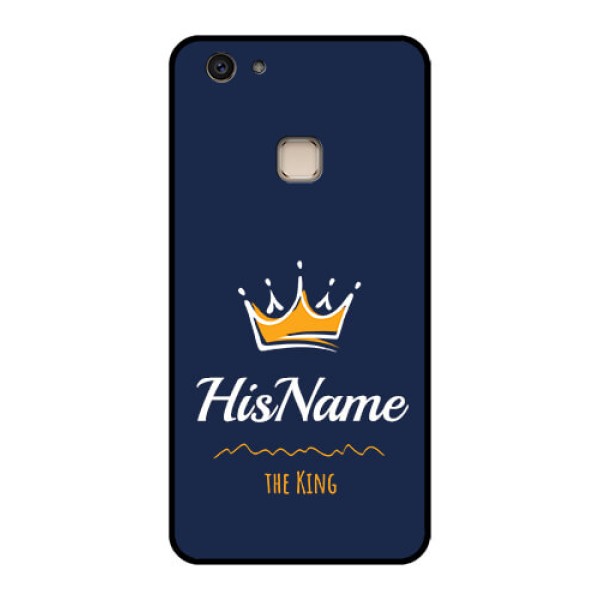 Vivo V7 Plus Custom Glass Phone Case - King With Name Design