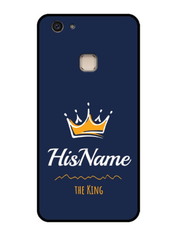 Custom Vivo V7 Plus Custom Glass Phone Case - King With Name Design