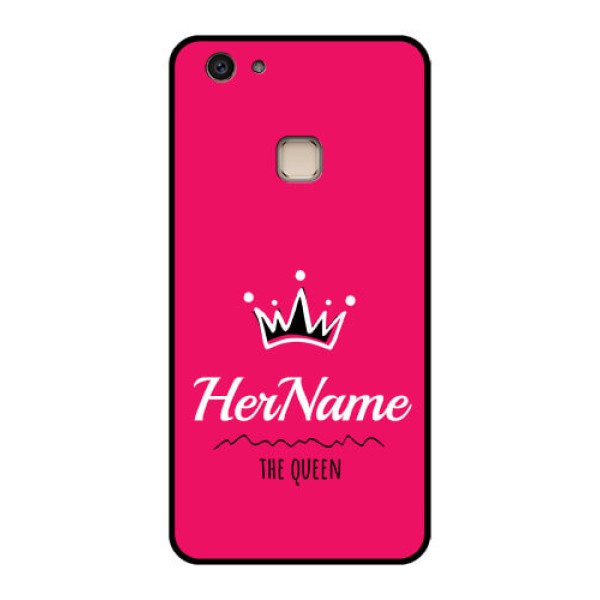 Vivo V7 Plus Custom Glass Phone Case - Queen With Name Design Vivo V7 Plus Custom Glass Phone Case - Queen With Name Design