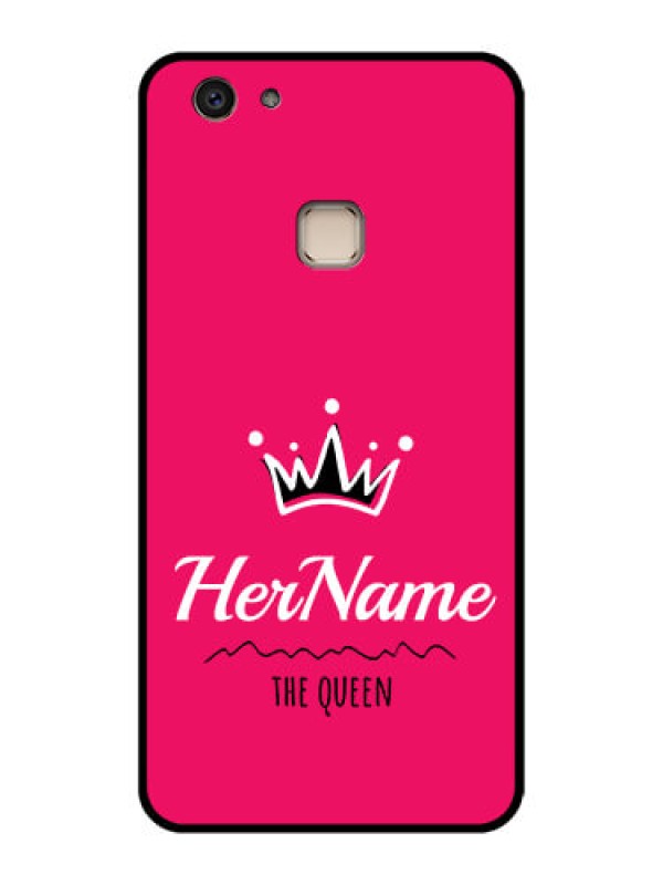 Custom Vivo V7 Plus Custom Glass Phone Case - Queen With Name Design