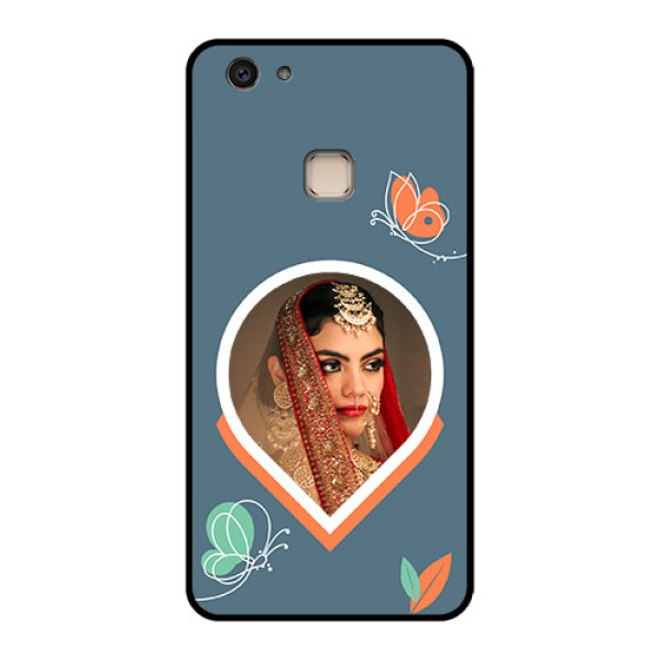 Vivo V7 Plus Custom Glass Phone Case - Droplet Butterflies Design