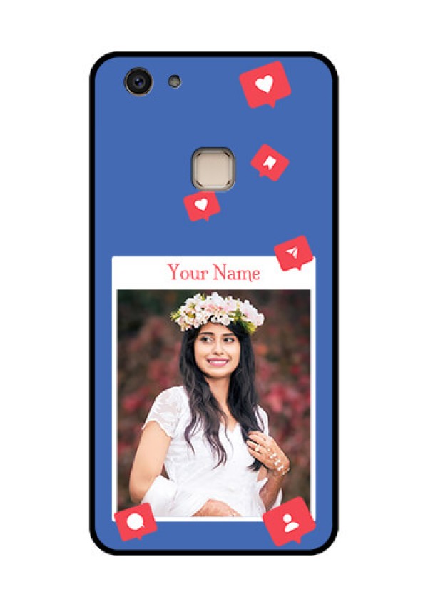 Vivo V7 Plus Custom Glass Phone Case - Like Share And Comment Design