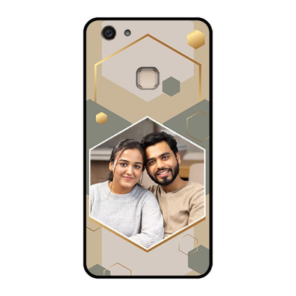 Vivo V7 Plus Custom Glass Phone Case - Stylish Hexagon Pattern Design Vivo V7 Plus Custom Glass Phone Case - Stylish Hexagon Pattern Design