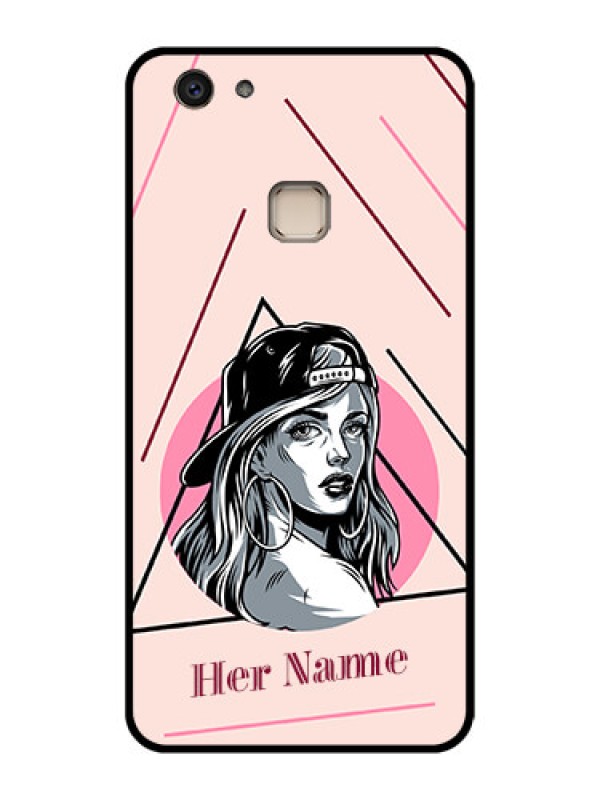 Custom Vivo V7 Plus Custom Glass Phone Case - Rockstar Girl Design