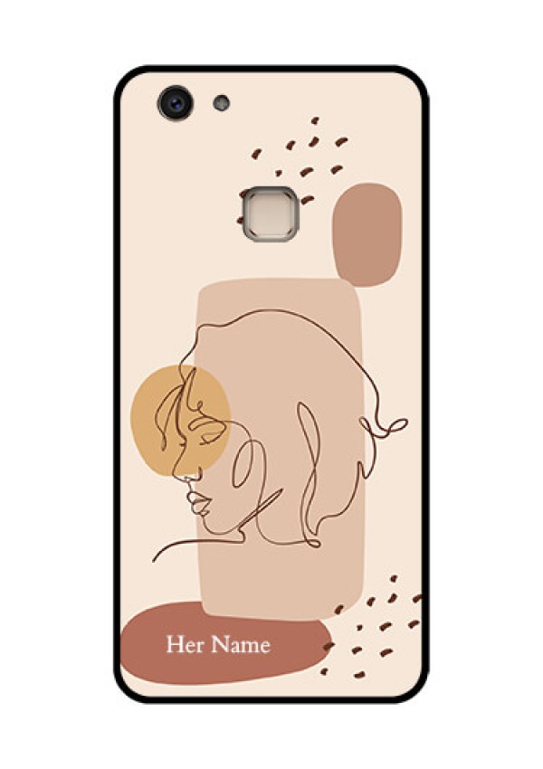 Vivo V7 Plus Custom Glass Phone Case - Calm Woman Line Art Design
