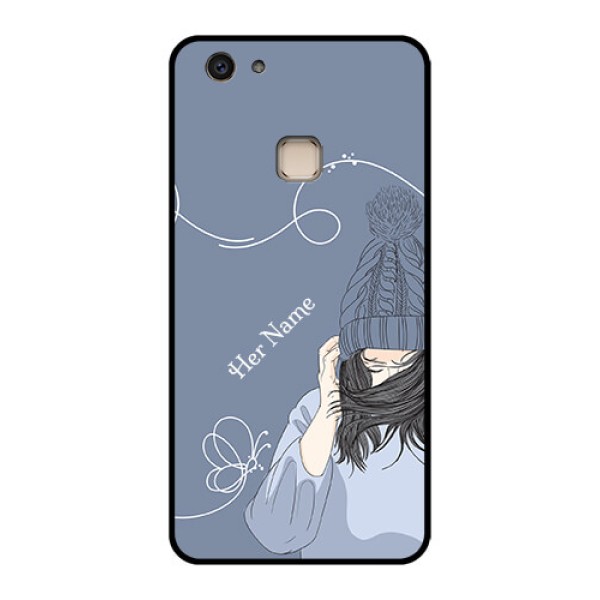 Vivo V7 Plus Custom Glass Phone Case - Girl In Winter Outfit Design Vivo V7 Plus Custom Glass Phone Case - Girl In Winter Outfit Design