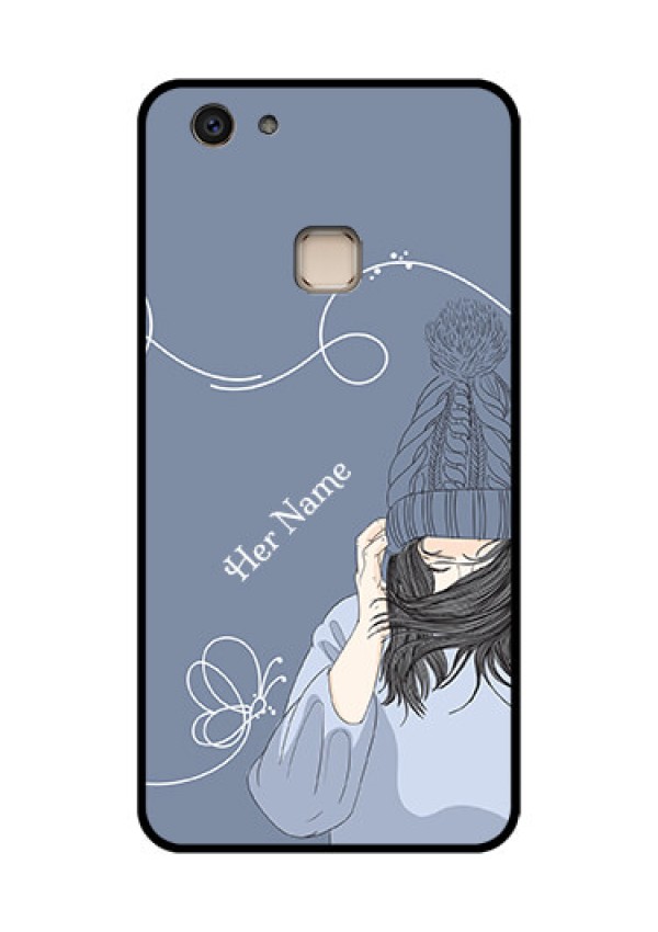 Vivo V7 Plus Custom Glass Phone Case - Girl In Winter Outfit Design