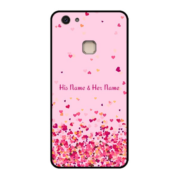 Vivo V7 Plus Custom Glass Phone Case - Floating Hearts Design
