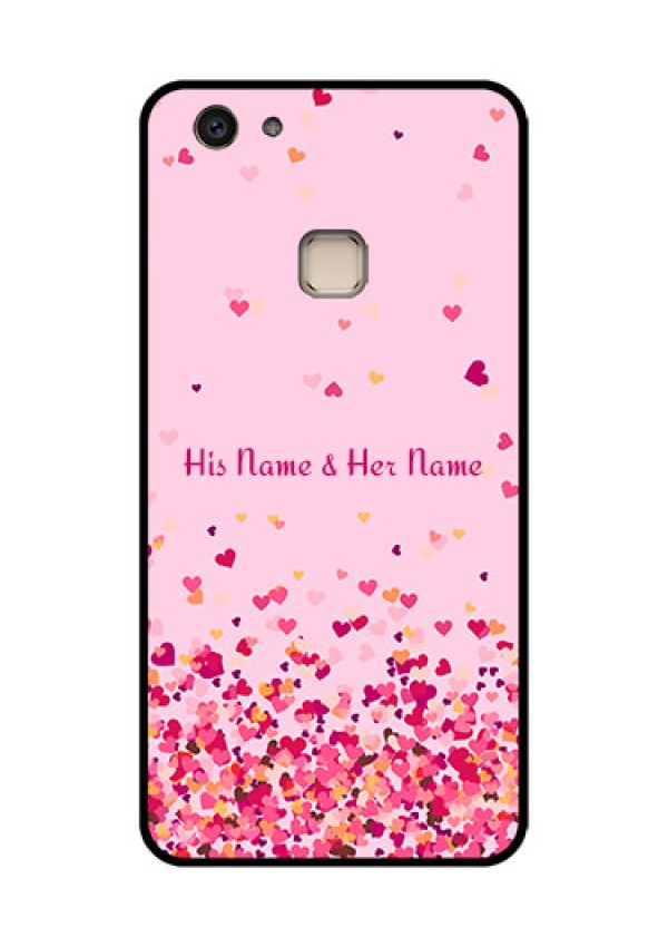 Vivo V7 Plus Custom Glass Phone Case - Floating Hearts Design