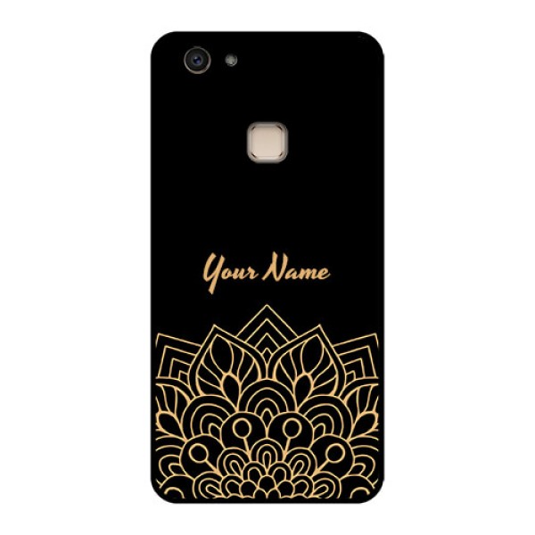 Vivo V7 Plus Custom Glass Phone Case - Golden Mandala Design