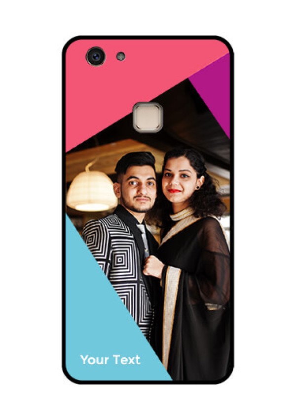 Vivo V7 Plus Custom Glass Phone Case - Stacked Triple Colour Design