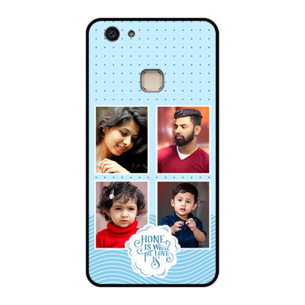 Vivo V7 Plus Custom Glass Phone Case - Cute Love Quote With 4 Pic Upload Design Vivo V7 Plus Custom Glass Phone Case - Cute Love Quote With 4 Pic Upload Design