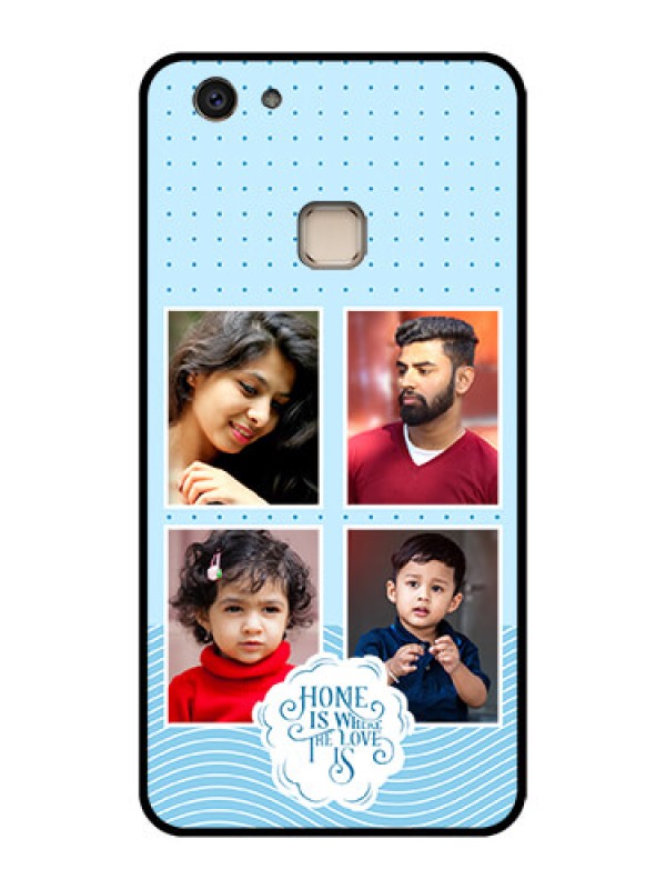 Custom Vivo V7 Plus Custom Glass Phone Case - Cute Love Quote With 4 Pic Upload Design