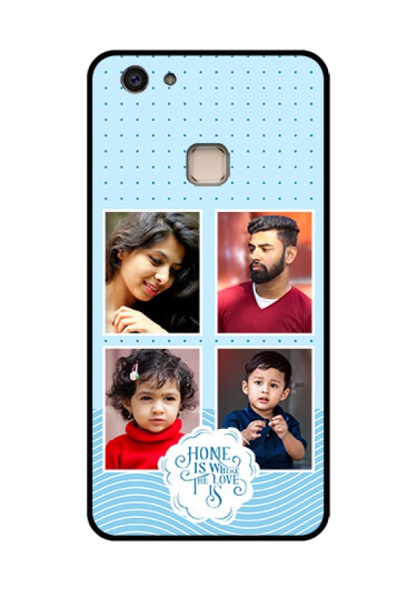 Vivo V7 Plus Custom Glass Phone Case - Cute Love Quote With 4 Pic Upload Design