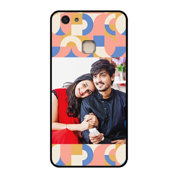 Vivo V7 Plus Custom Glass Phone Case - Semi - Circle Maze Pattern Design Vivo V7 Plus Custom Glass Phone Case - Semi - Circle Maze Pattern Design