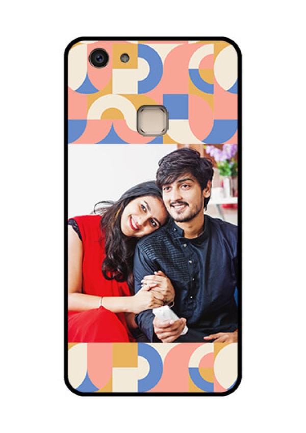 Vivo V7 Plus Custom Glass Phone Case - Semi - Circle Maze Pattern Design