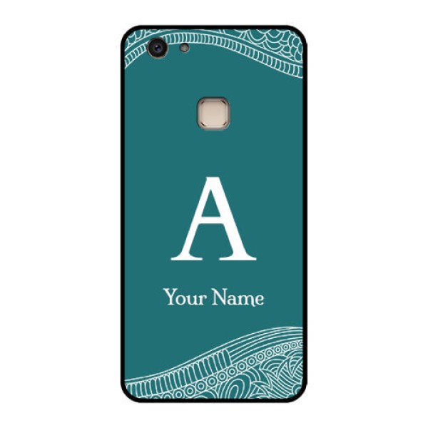 Vivo V7 Plus Custom Glass Phone Case - Line Art Pattern With Custom Name Design Vivo V7 Plus Custom Glass Phone Case - Line Art Pattern With Custom Name Design