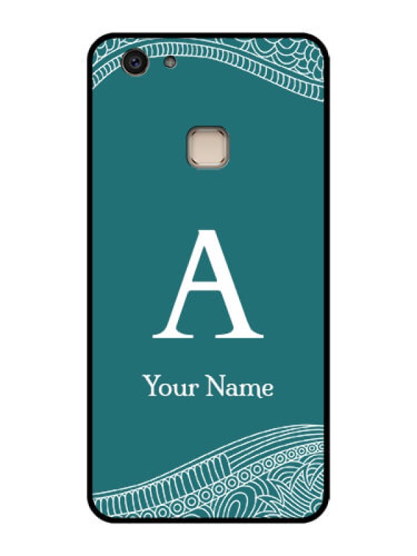 Custom Vivo V7 Plus Custom Glass Phone Case - Line Art Pattern With Custom Name Design