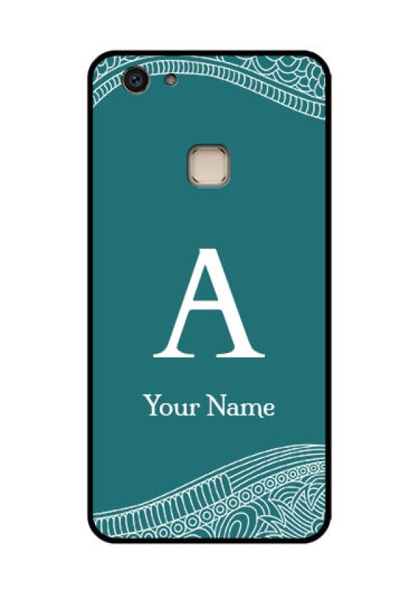 Vivo V7 Plus Custom Glass Phone Case - Line Art Pattern With Custom Name Design
