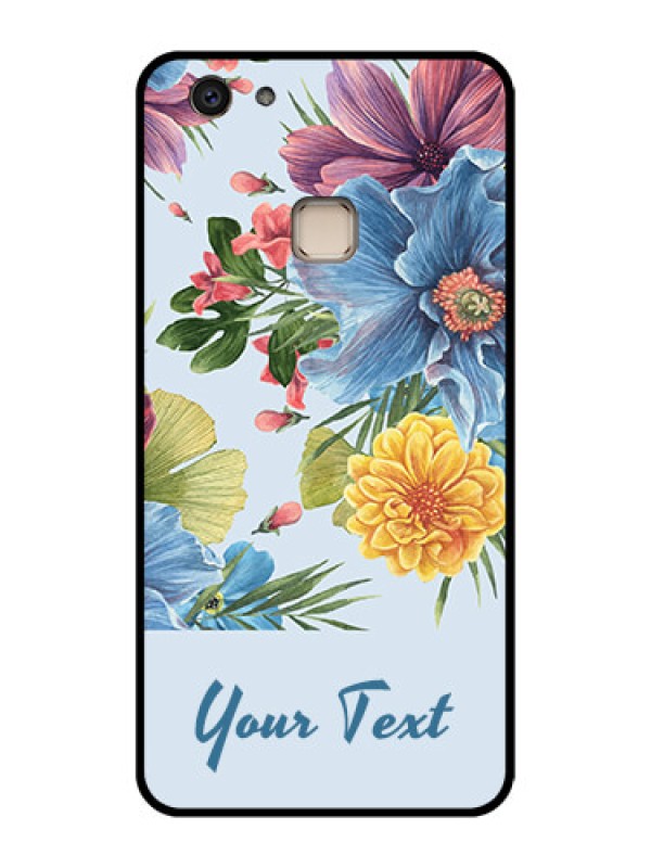 Custom Vivo V7 Plus Custom Glass Phone Case - Stunning Watercolored Flowers Painting Design