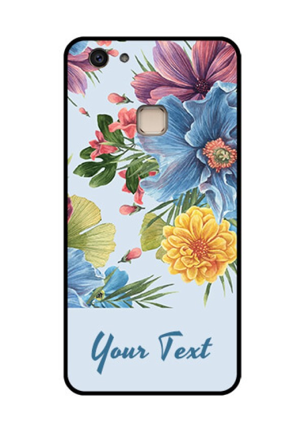 Vivo V7 Plus Custom Glass Phone Case - Stunning Watercolored Flowers Painting Design