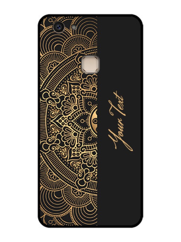 Custom Vivo V7 Plus Custom Glass Phone Case - Mandala Art With Custom Text Design