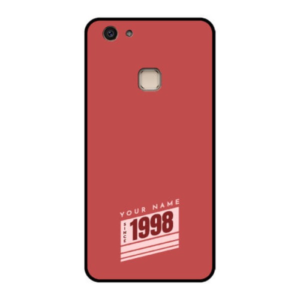 Vivo V7 Plus Custom Glass Phone Case - Red Custom Year Of Birth Design Vivo V7 Plus Custom Glass Phone Case - Red Custom Year Of Birth Design