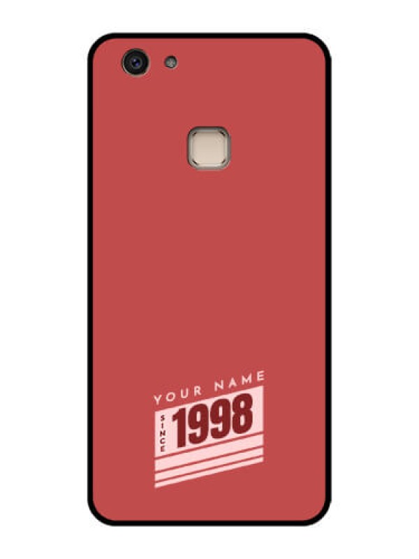 Custom Vivo V7 Plus Custom Glass Phone Case - Red Custom Year Of Birth Design