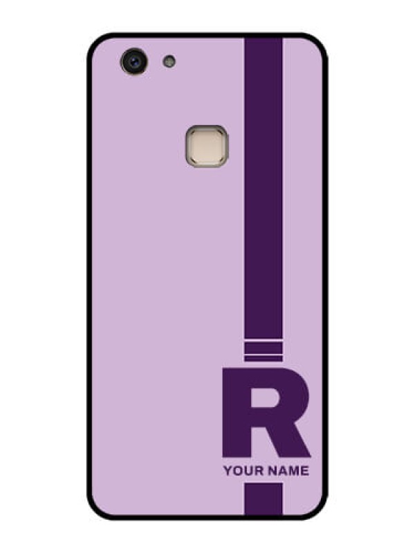 Custom Vivo V7 Plus Custom Glass Phone Case - Simple Dual Tone Stripe With Name Design