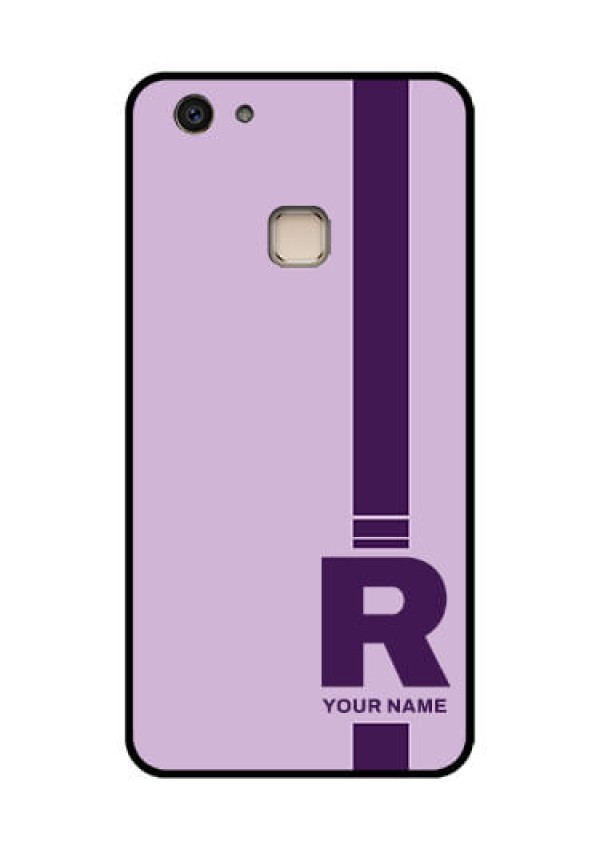 Vivo V7 Plus Custom Glass Phone Case - Simple Dual Tone Stripe With Name Design