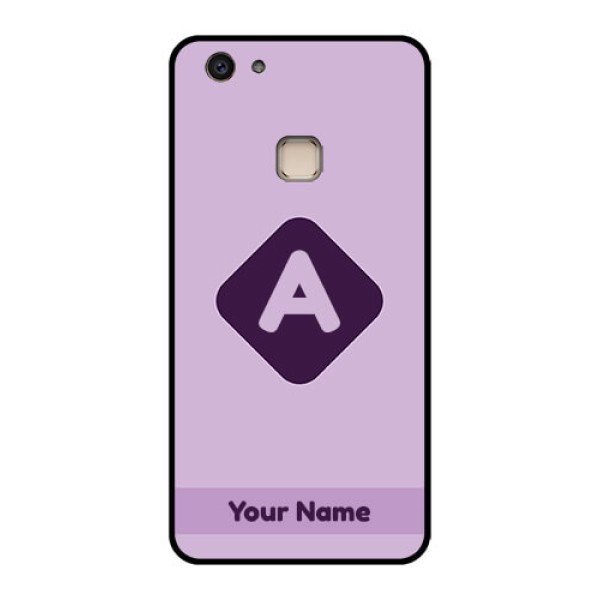 Vivo V7 Plus Custom Glass Phone Case - Custom Letter In Curved Badge Design Vivo V7 Plus Custom Glass Phone Case - Custom Letter In Curved Badge Design