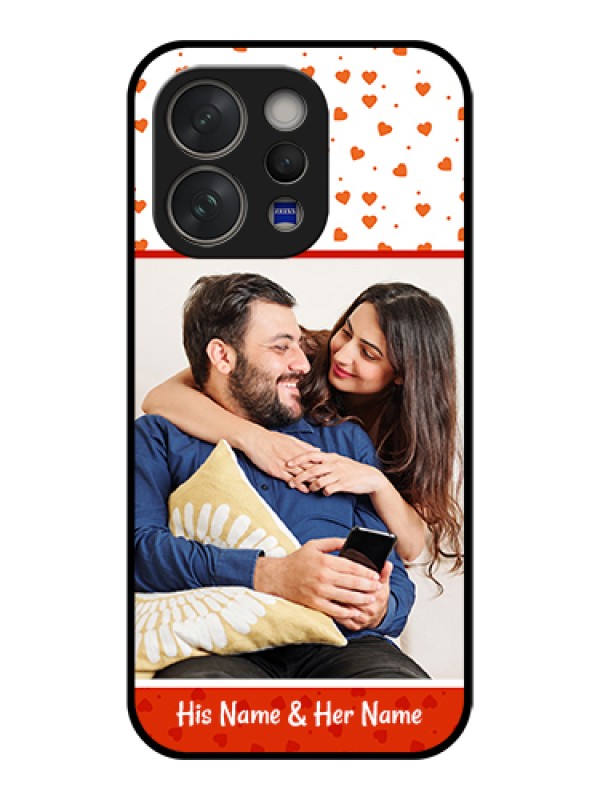 Custom Vivo V70 5G Custom Glass Phone Case - Orange Love Symbol Design