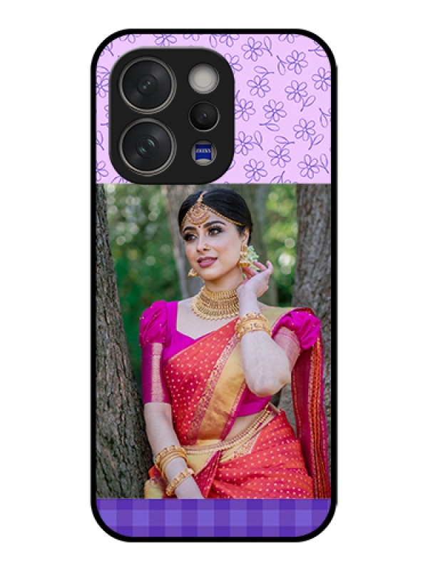 Custom Vivo V70 5G Custom Glass Phone Case - Purple Floral Design
