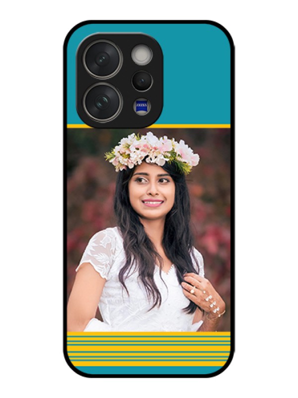Custom Vivo V70 5G Custom Glass Phone Case - Yellow & Blue Design