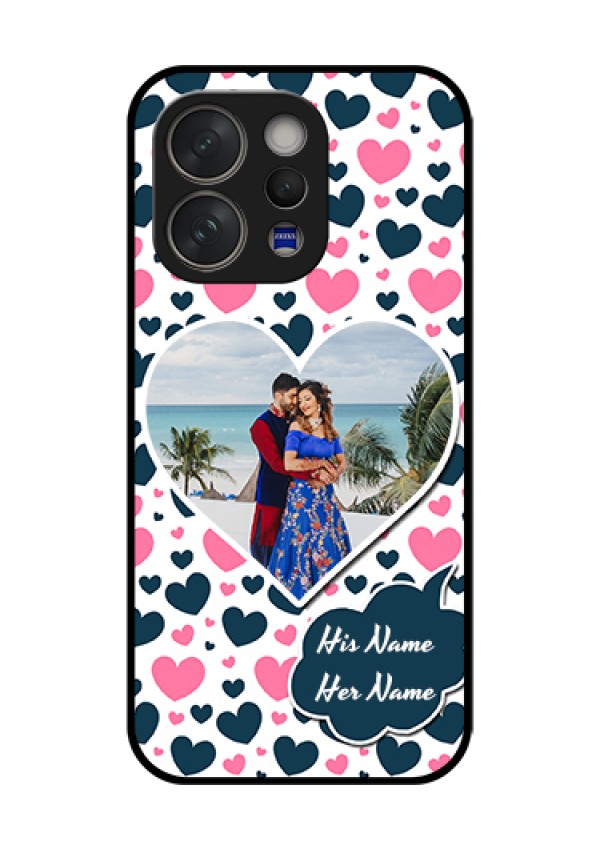 Vivo V70 5G Custom Glass Phone Case - Pink & Blue Heart Design