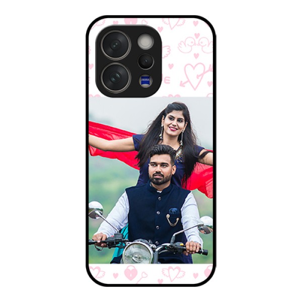 Vivo V70 5G Custom Glass Phone Case - Pink Flying Heart Design