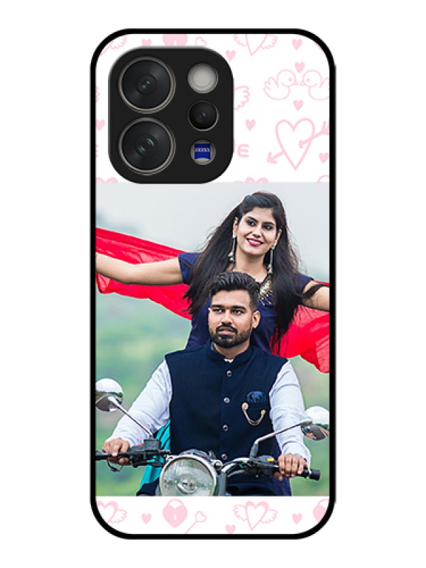 Custom Vivo V70 5G Custom Glass Phone Case - Pink Flying Heart Design